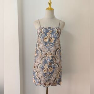ZIMMERMANN Daylight scalloped printed linen mini dress